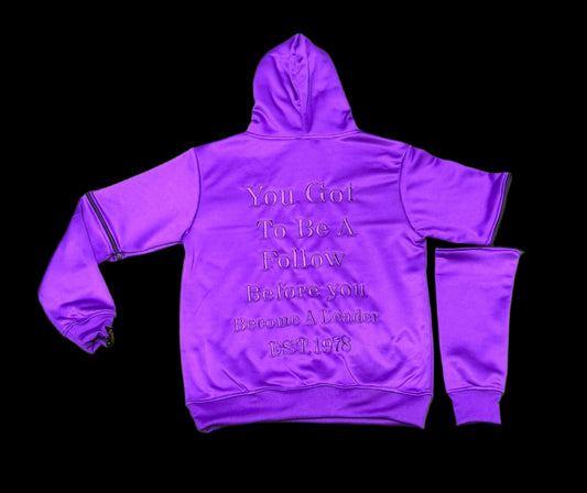 Embroidery Purple on Purple Long Sleeve Hoodie