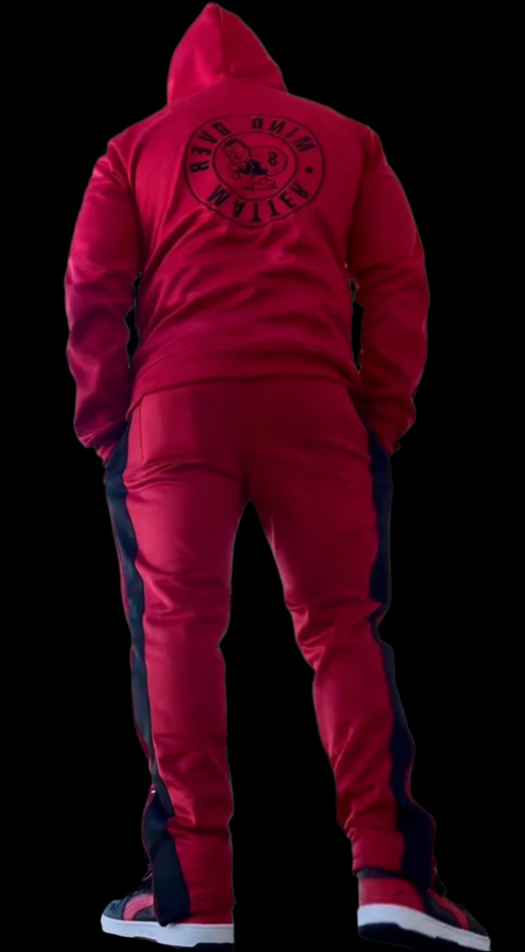 Embroidery Red and Black SweatSuit