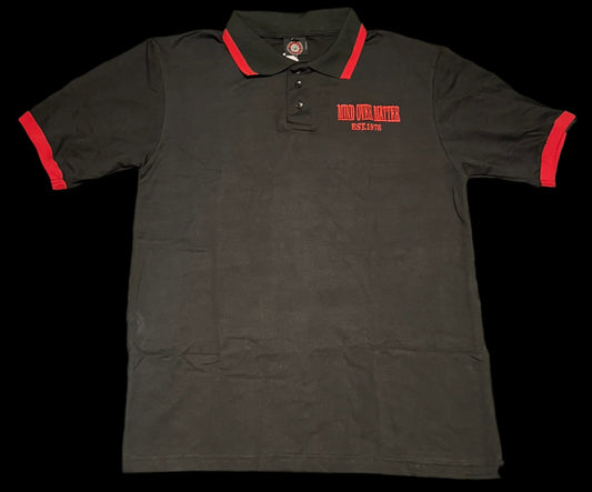 Embroidery Short Sleeve Black and Red Polo Shirt